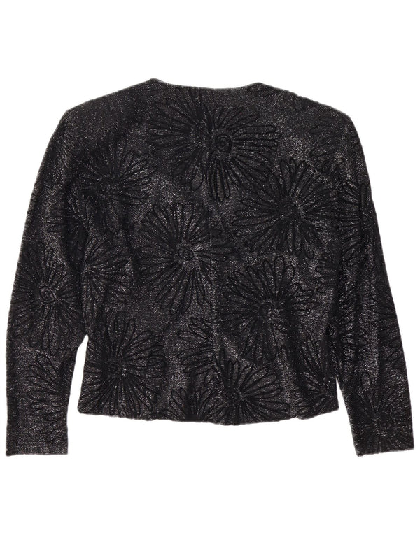 Vintage dameskjorte bluse UK 16 Large Black Floral
