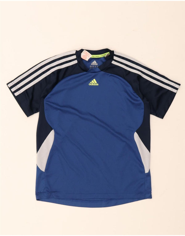 Adidas Boys T-Shirt Top 11-12 år Blå Colourblock Polyester