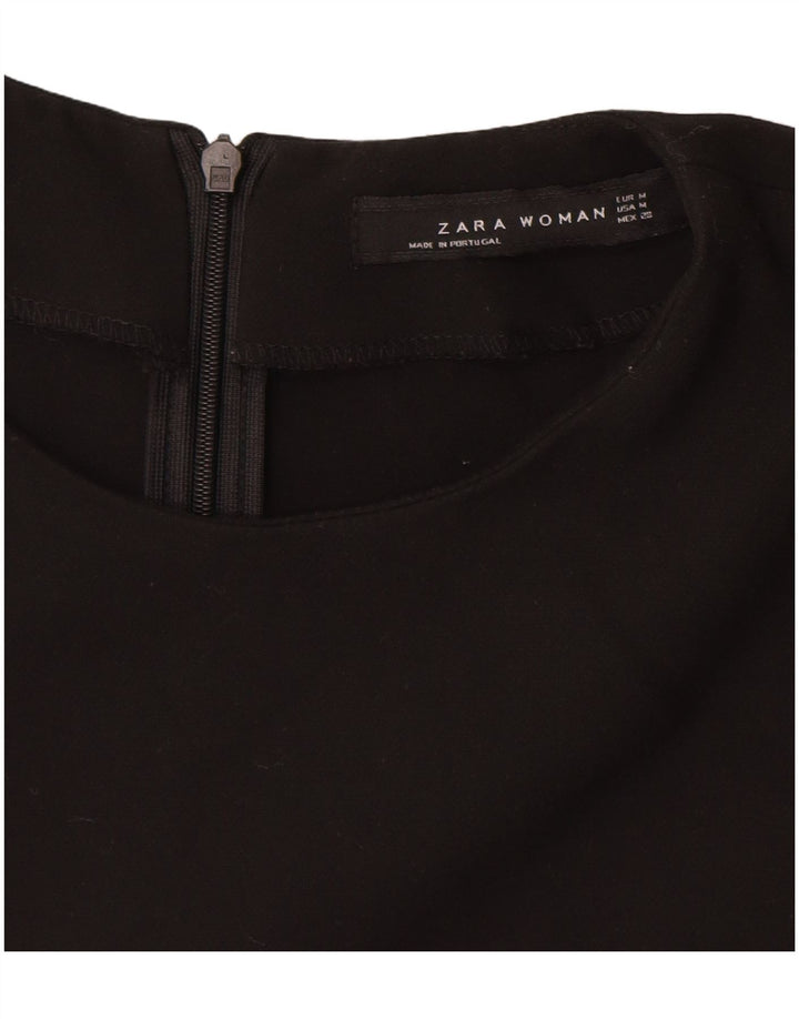 ZARA Dame Ærmeløs Skede Kjole UK 12 Medium Sort