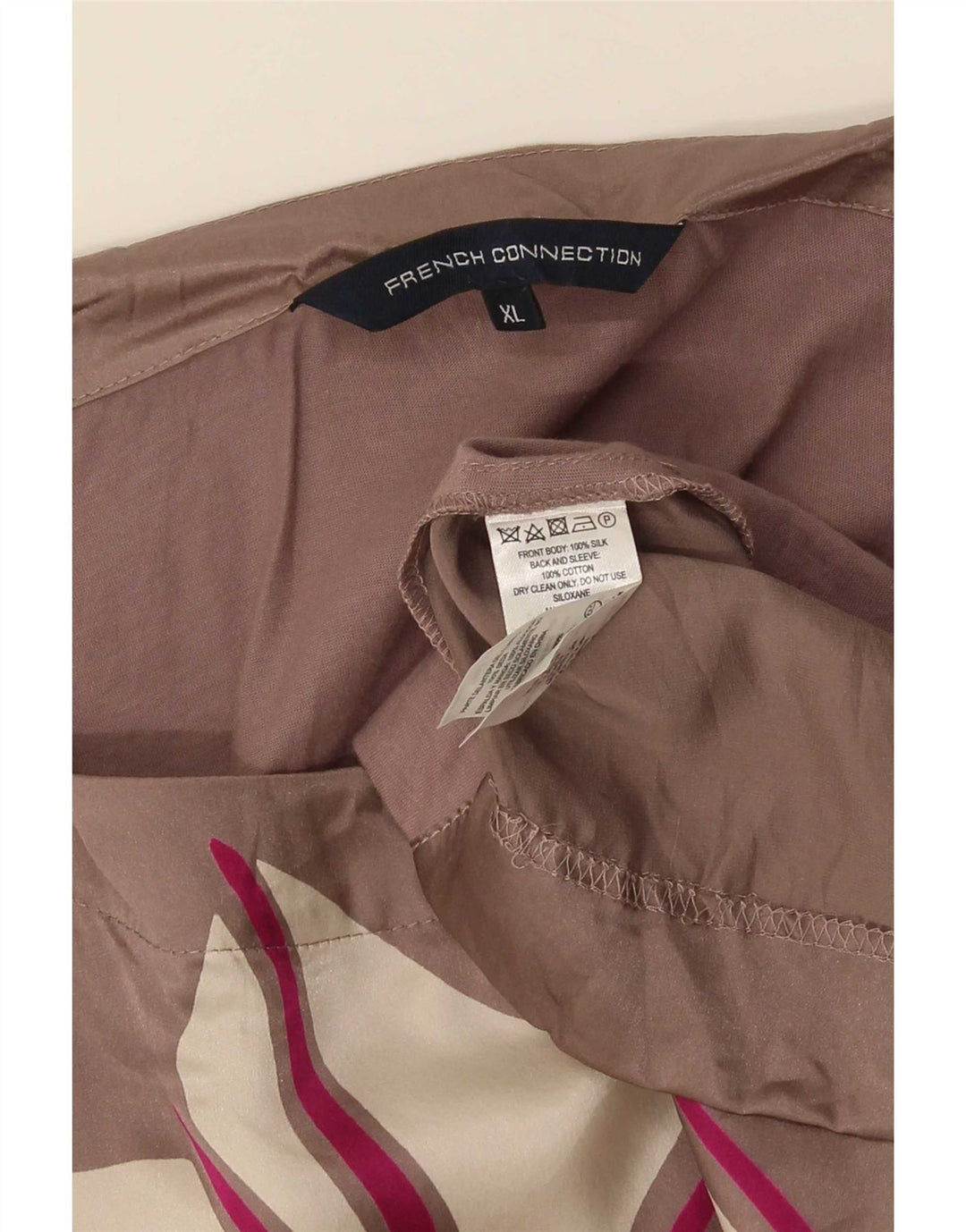 French Connection Damebluse Top UK 18 XL Pink Geometrisk Silke