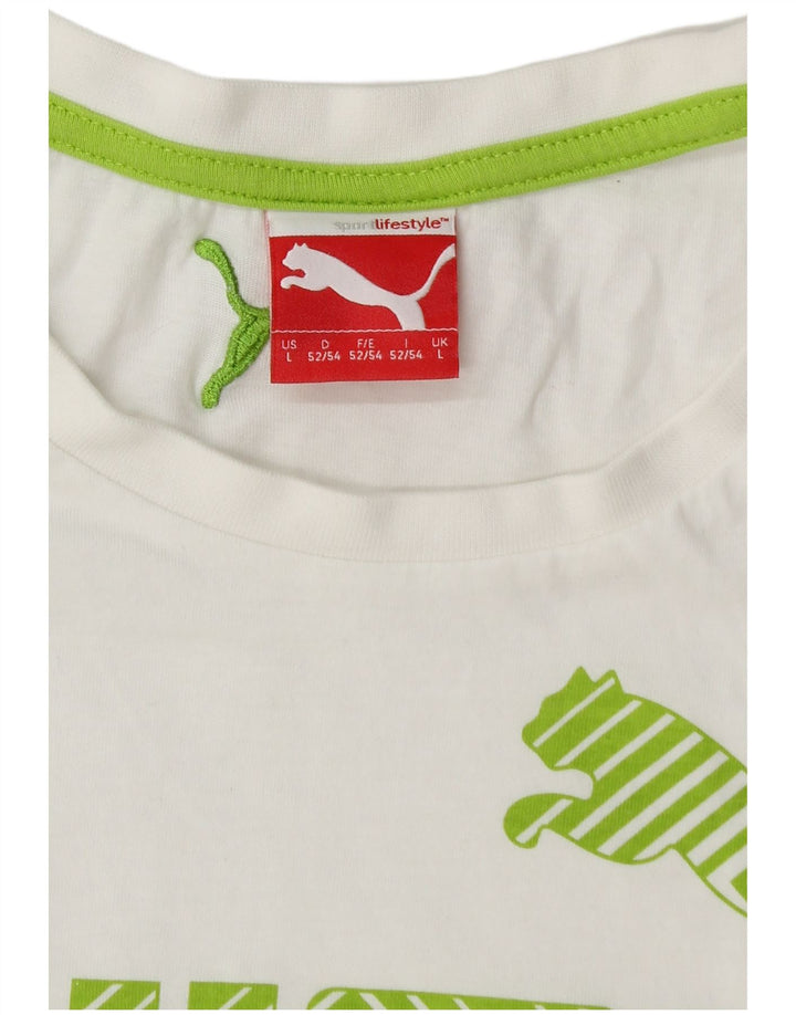 PUMA Mens Graphic T-Shirt Top Large White
