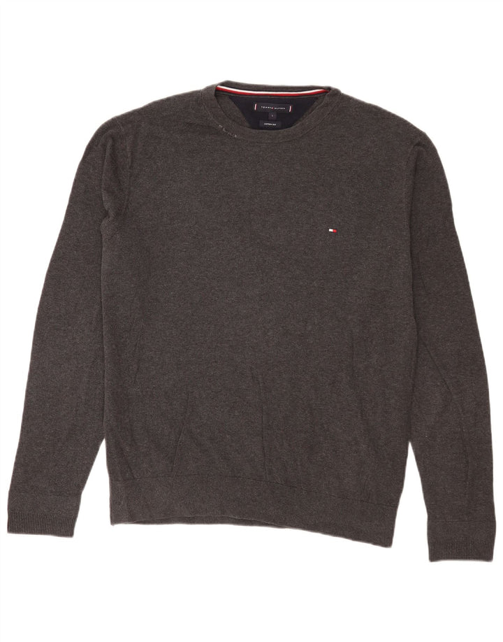Tommy Hilfiger Herre Crew Neck Jumper Sweater Stor Grå Bomuld