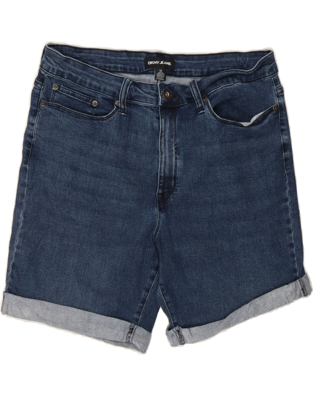 DKNY Womens Denim Shorts US 12 Large W34  Navy Blue Cotton Vintage Dkny and Second-Hand Dkny from Messina Hembry 