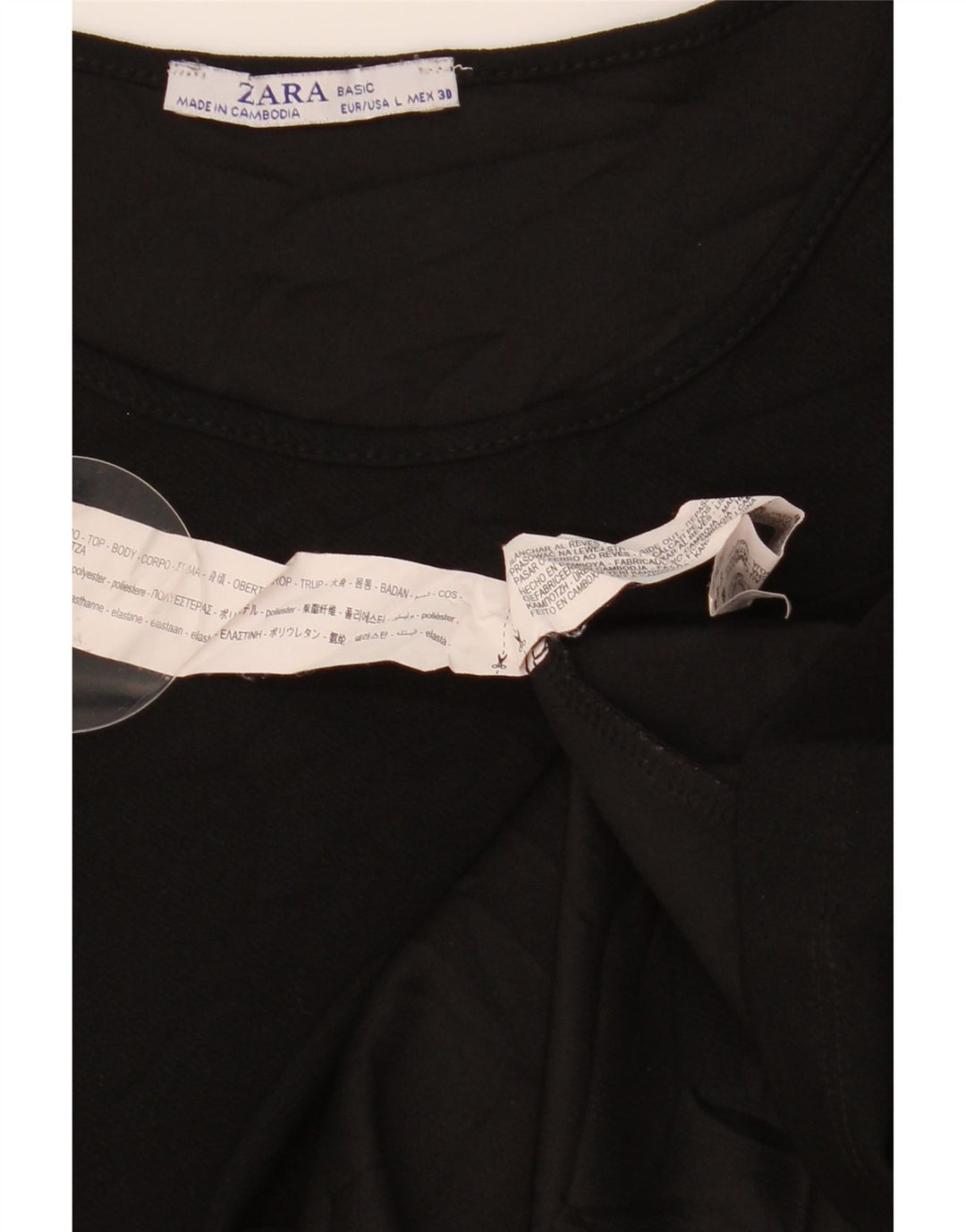 ZARA Dame 3/4 ærmet Skift Kjole UK 14 Stor sort polyester