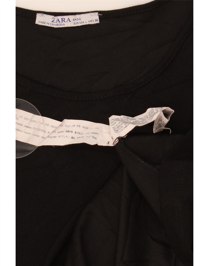 ZARA Dame 3/4 ærmet Skift Kjole UK 14 Stor sort polyester