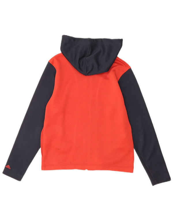 Adidas Dame Grafisk Hættetrøje Sweater UK 12 Medium Rød Colourblock