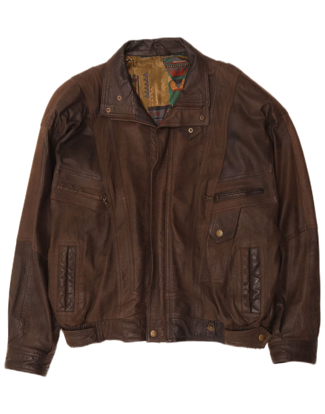 Vintage Bomber læderjakke til mænd IT 56 3XL brunt læder
