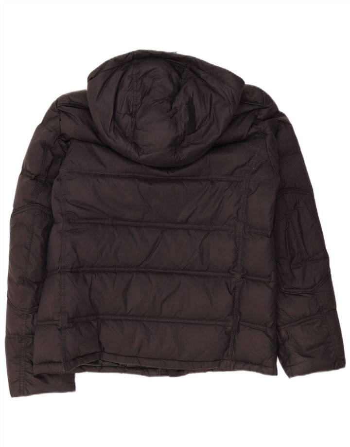 Blauer Herre hættepolstret jakke UK 42 Stor sort polyamid