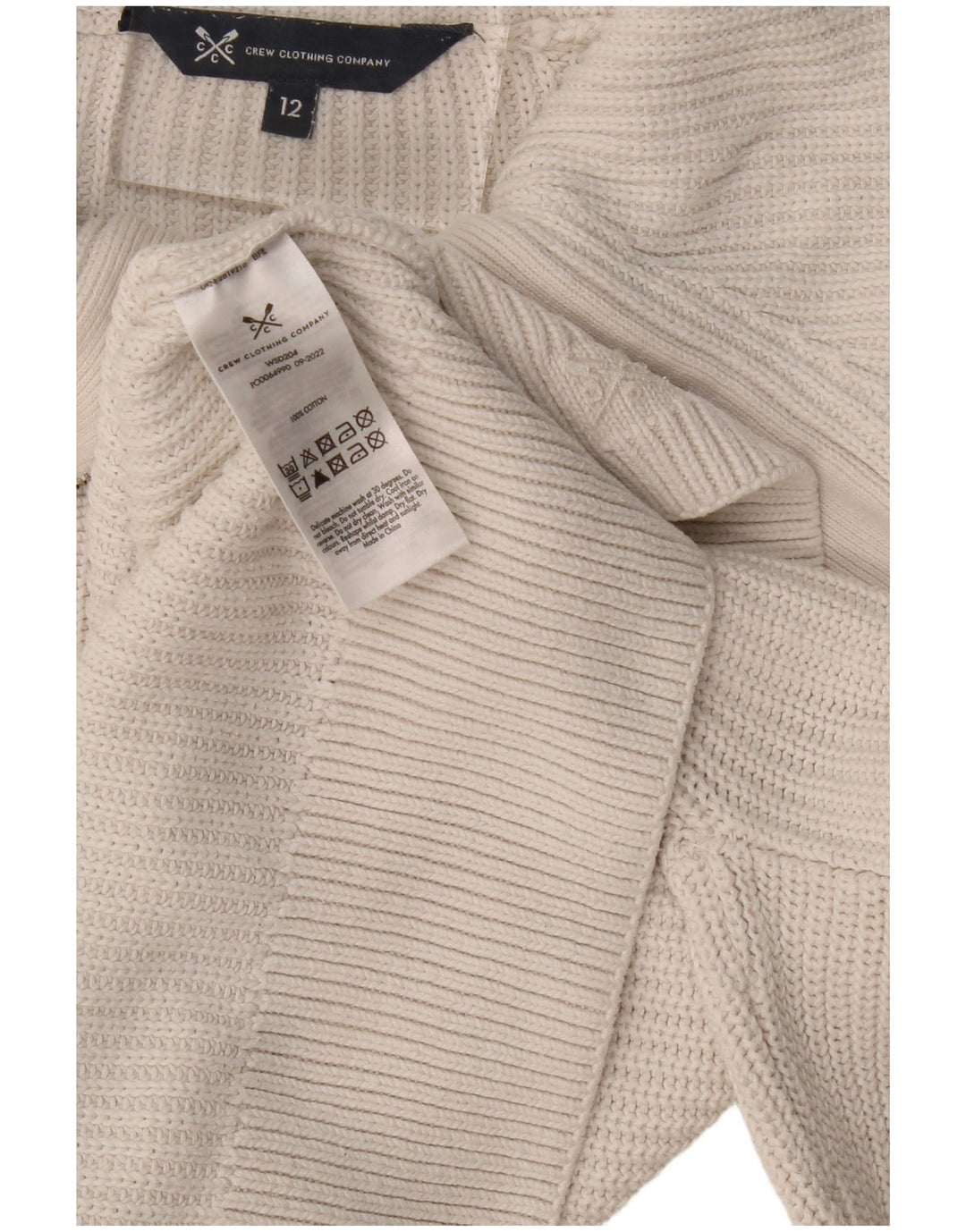 Besætningstøj Dame Crop Zip Neck Jumper Sweater UK 12 Medium White
