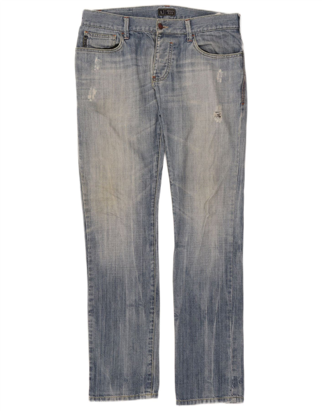 Armani Herre Distressed Slim Jeans W32 L34 Blå Bomuld
