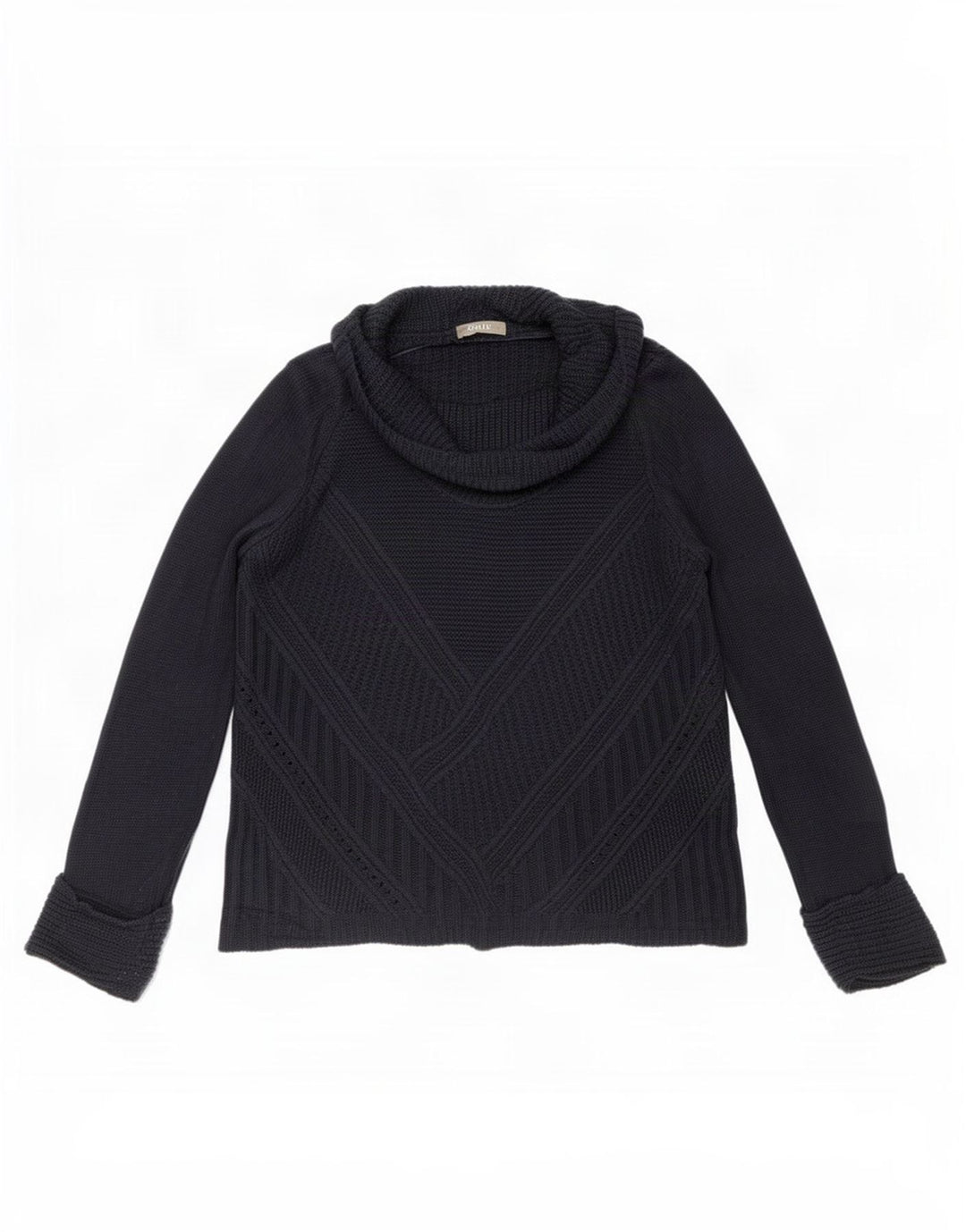 Oasis Dame Roll Neck Jumper Sweater UK 14 Medium Navy Blue Polyacrylic
