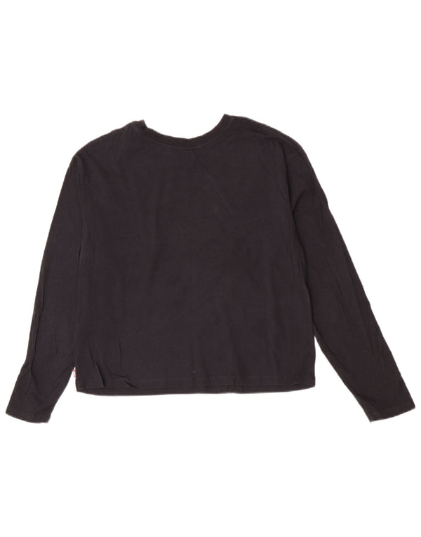 Levi's Girls Crop Graphic Top Long Sleeve 15-16 Years Navy Blue Cotton