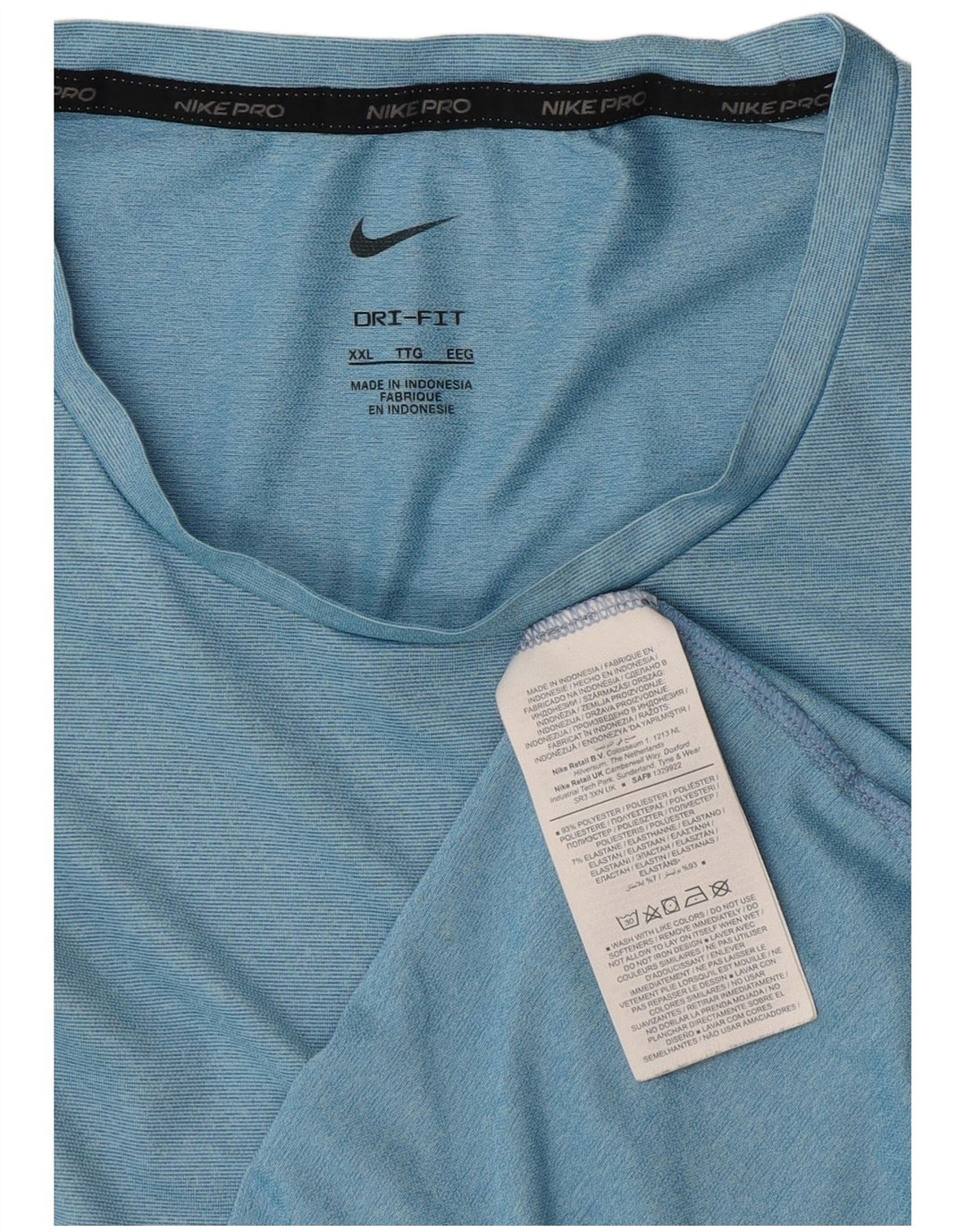 Nike Herre Dri Fit T-Shirt Top 2XL Blå Polyester