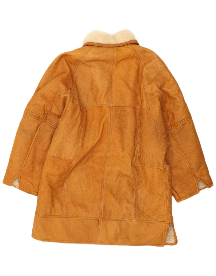 Vintage Dame Oversized Shearling Coat UK 14 Medium Beige