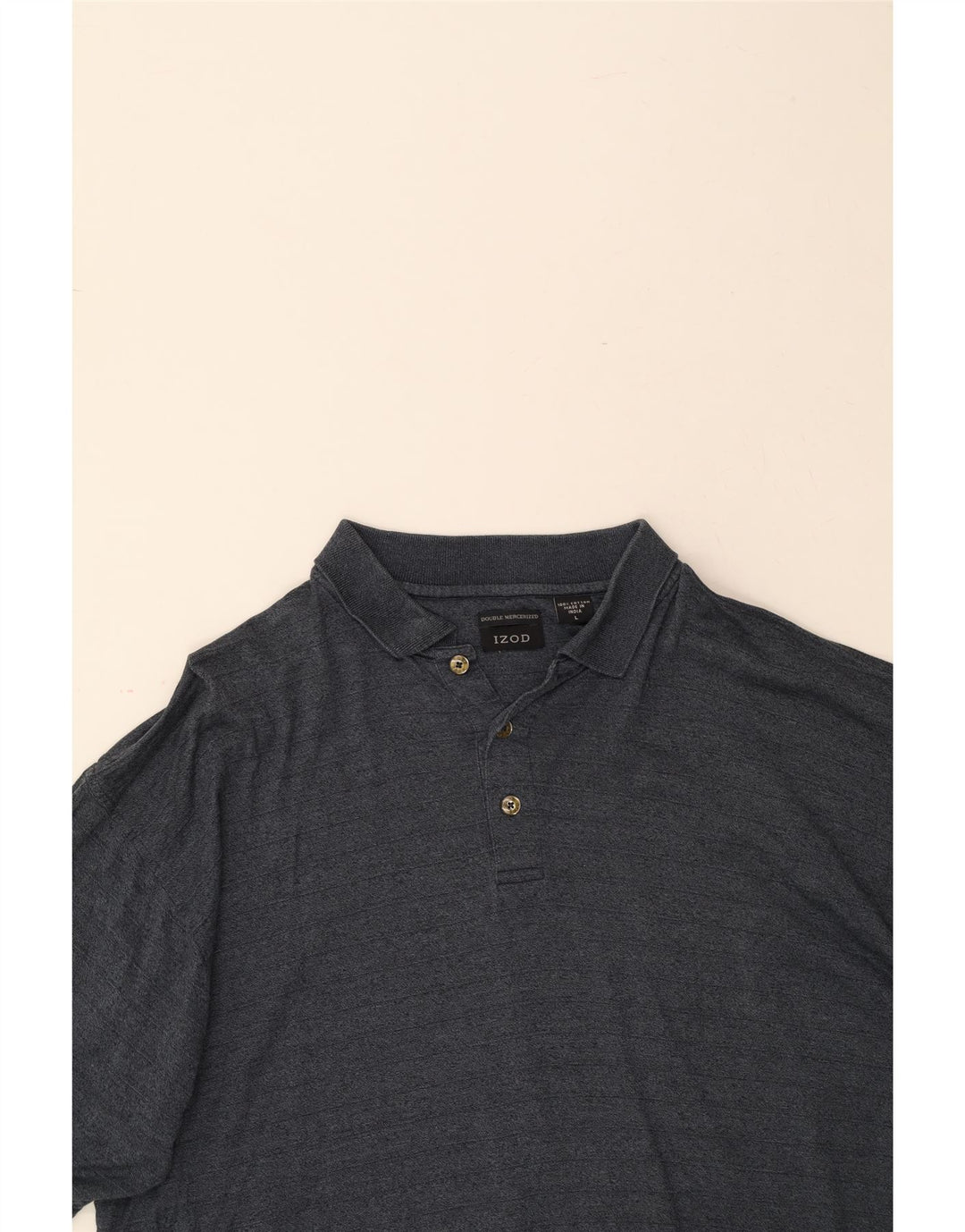 IZOD Mens Polo Shirt Large Navy Blue Striped Cotton Vintage Izod and Second-Hand Izod from Messina Hembry 