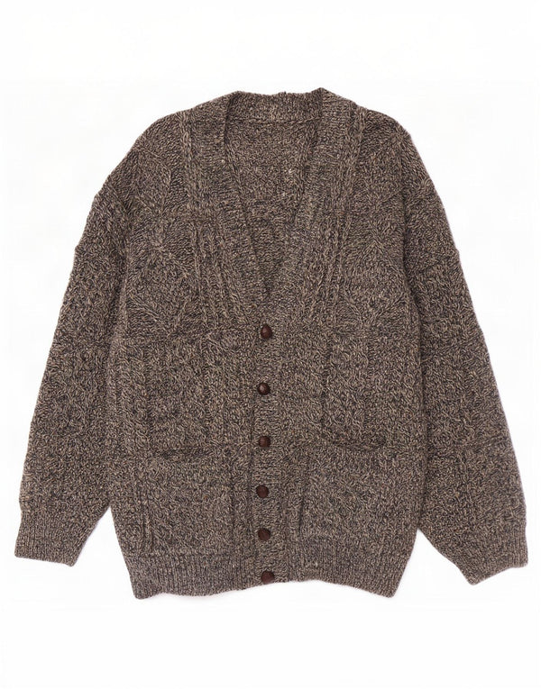 Vintage herre cardigan sweater 2XL grå flækket uld