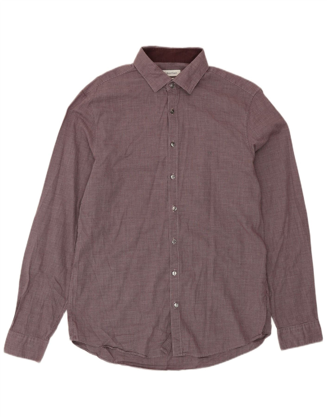 CALVIN KLEIN Herre Slim Fit skjorte str. 41 16 Large Maroon Houndstooth