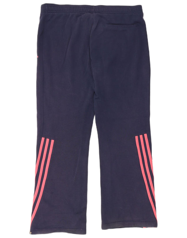 Adidas Womens Tracksuit Trousers UK 14 Large Navy Blue Cotton