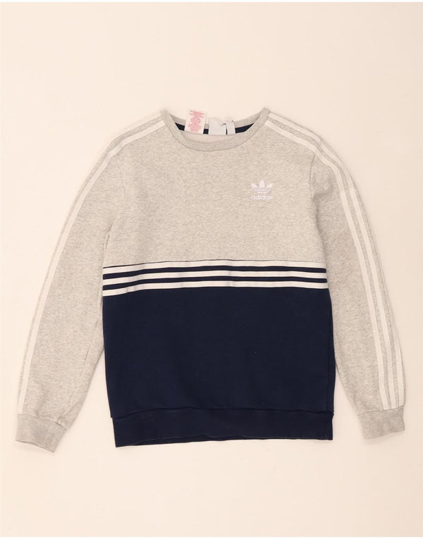 Adidas Boys Sweatshirt Jumper 13-14 år Grå Colourblock Bomuld