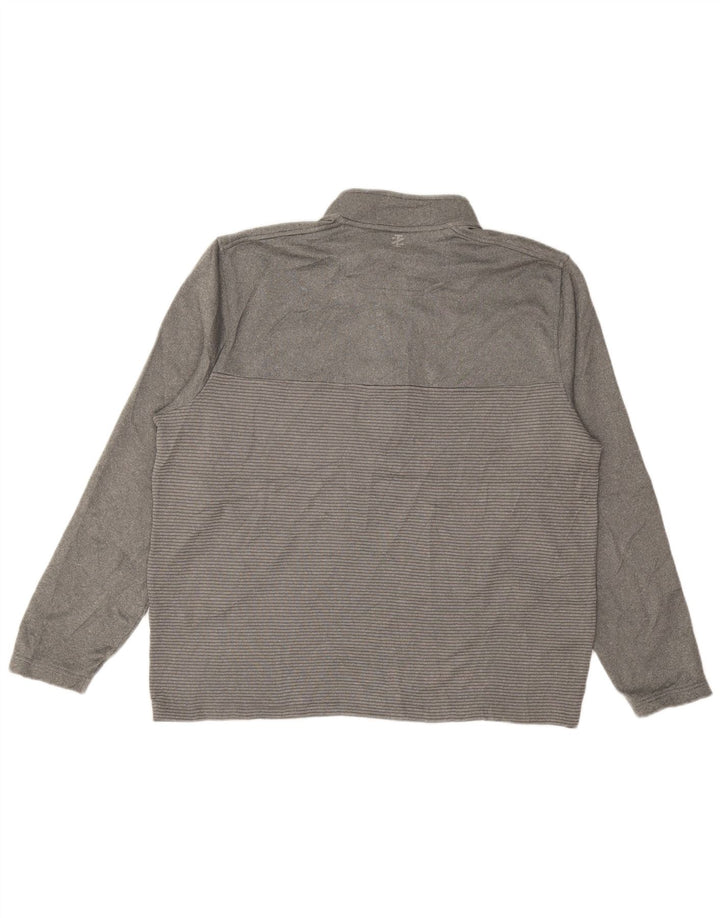 Izod Herre Golf Zip Neck Jumper Sweater XL Gråstribet