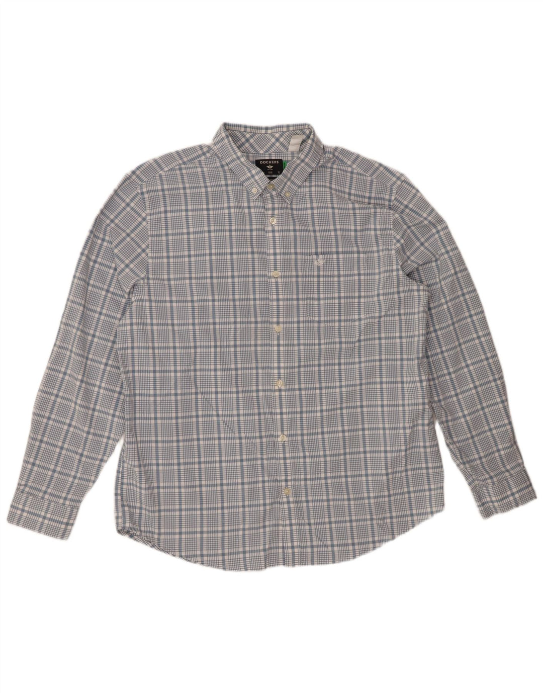 DOCKERS Herre Classic Fit skjorte XL blå ternet bomuld