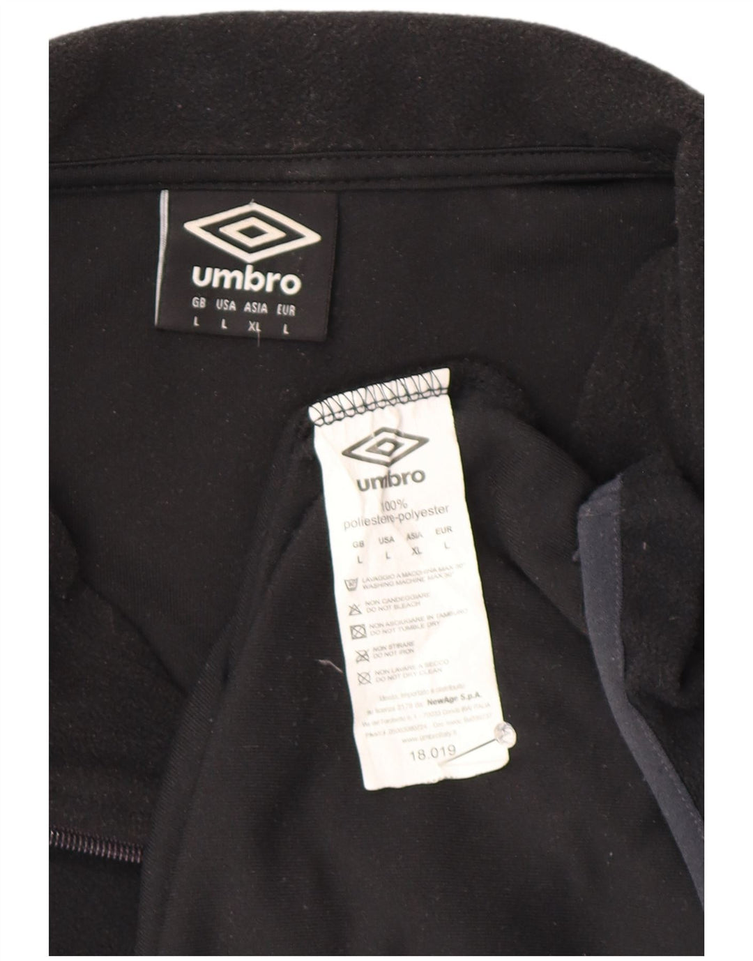 Umbro Herre lynlås hals Fleece Jumper Stor Sort Polyester