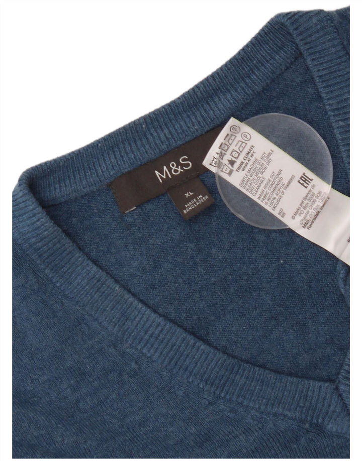 Marks & Spencer Herre V-hals sweater XL Blå Akryl