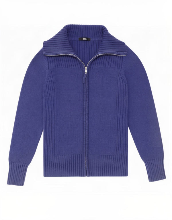 Marks & Spencer Dame cardigan sweater med fuld lynlås UK 10 Lille blå bomuld