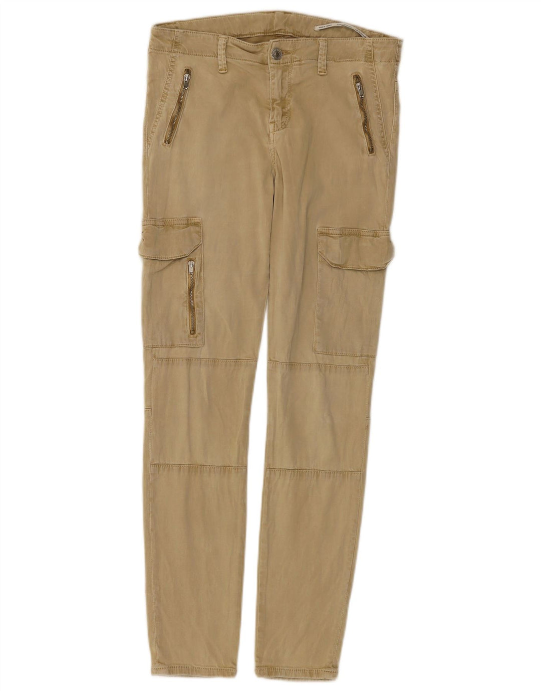Zara Dame Slim Cargo Bukser EU 38 Small W28 L28 Beige