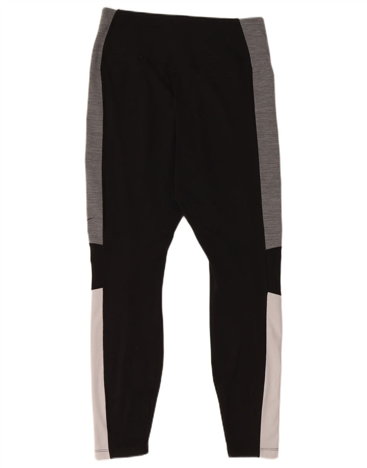 Nike Dame Dri Fit Leggings UK 12 Medium Sort Colourblock Polyester
