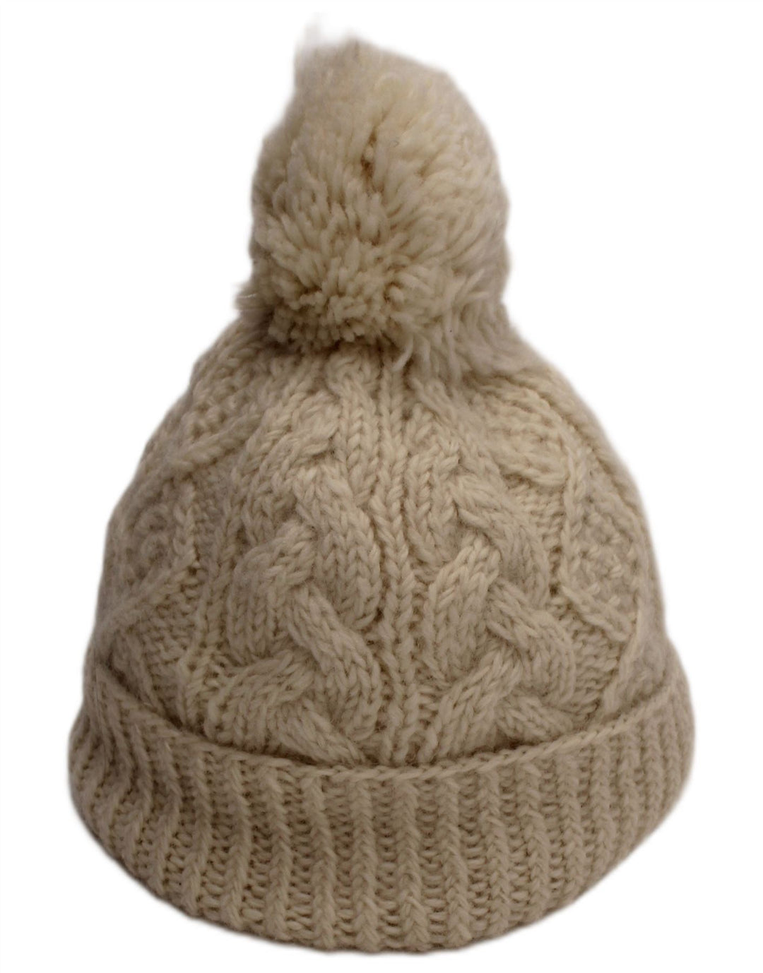 Aran Sweater Market Dame Strik Bobble Hat Large Off White Uld