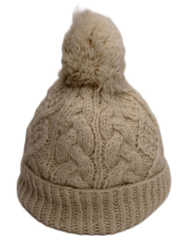 Aran Sweater Market Dame Strik Bobble Hat Large Off White Uld