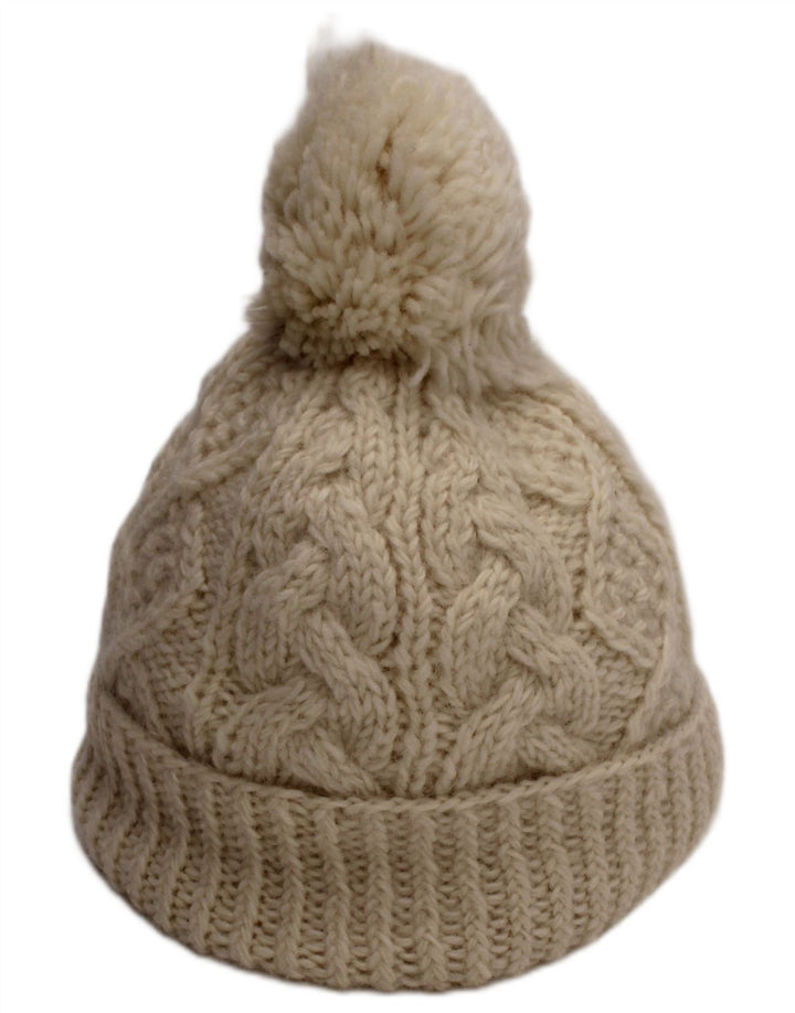 Aran Sweater Market Dame Strik Bobble Hat Large Off White Uld