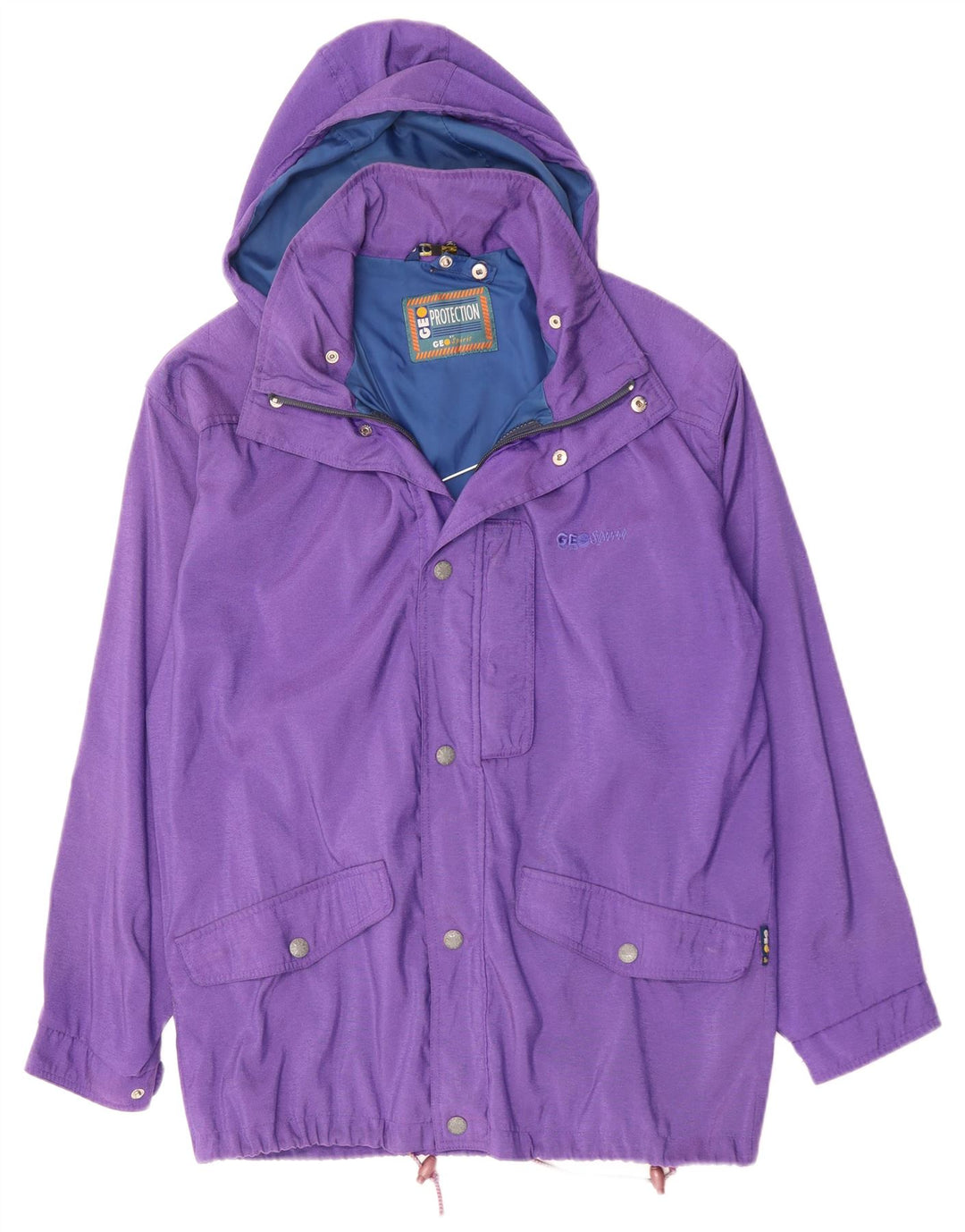 GEO SPIRIT Herre Loose Fit Hooded Utility Jacket IT 48 Medium Purple