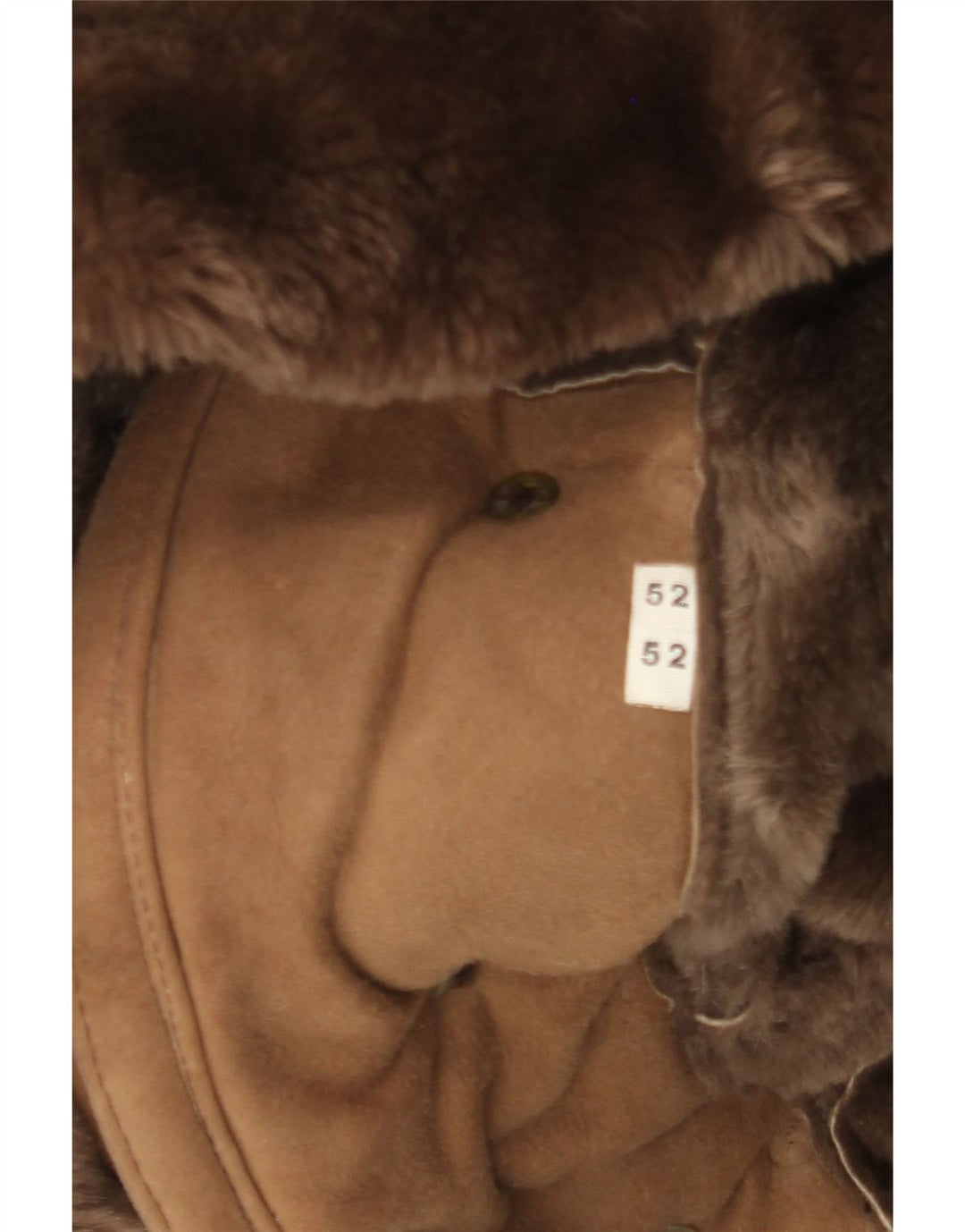 Vintage Herre Shearling Dobbeltradet Frakke IT 52 XL Brun