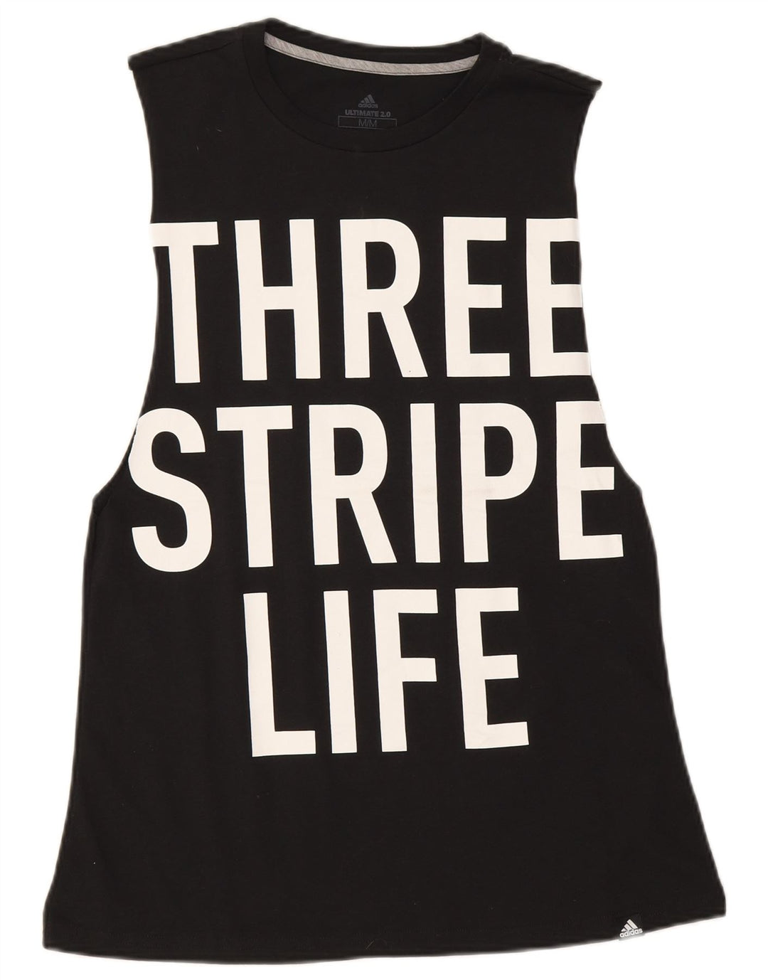 Adidas Womens Three Stripes Grafisk Vest Top UK 12 Medium Black Polyester