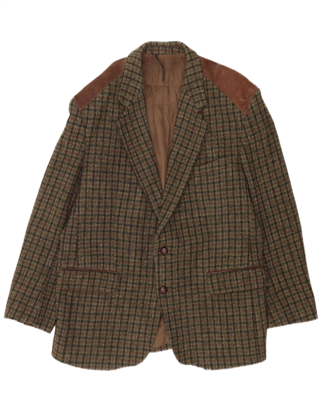 Harris Tweed Herre 2-knaps blazerjakke UK 38 Medium Green Houndstooth