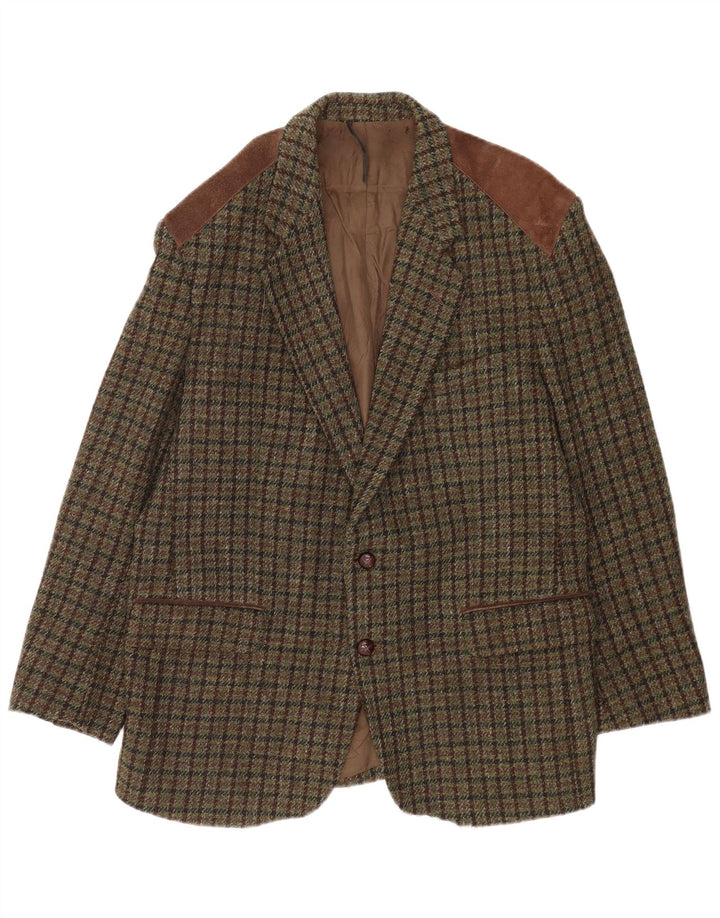 Harris Tweed Herre 2-knaps blazerjakke UK 38 Medium Green Houndstooth