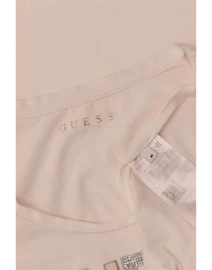 Guess Grafisk T-shirt top til kvinder UK 8 Lille hvid bomuld
