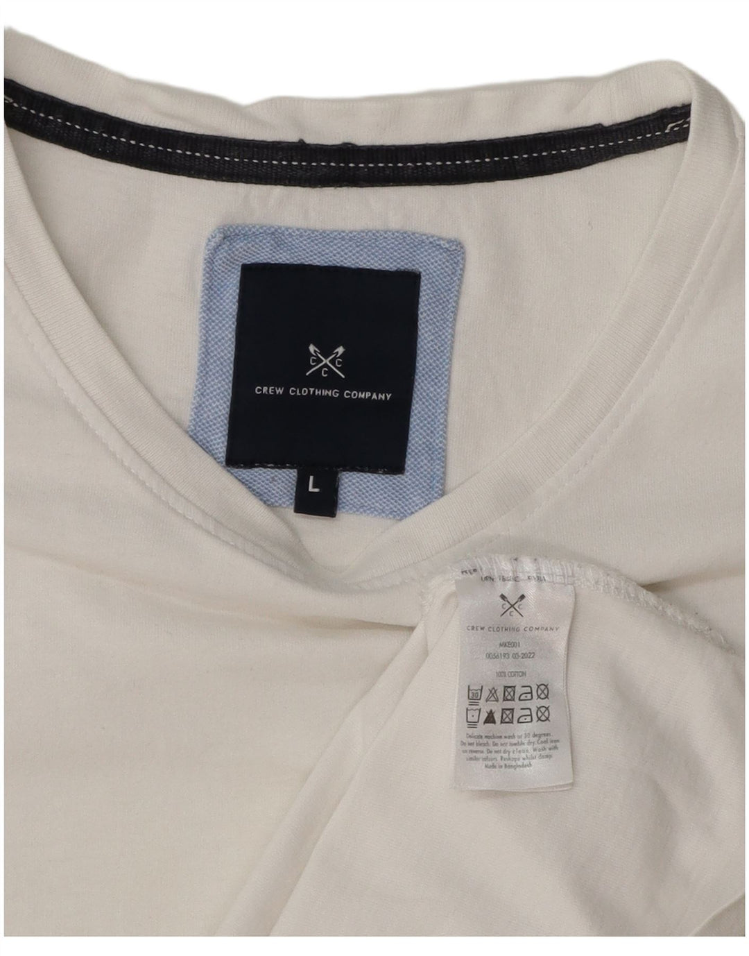 Crew Clothing Herre T-Shirt Top Stor Hvid Bomuld