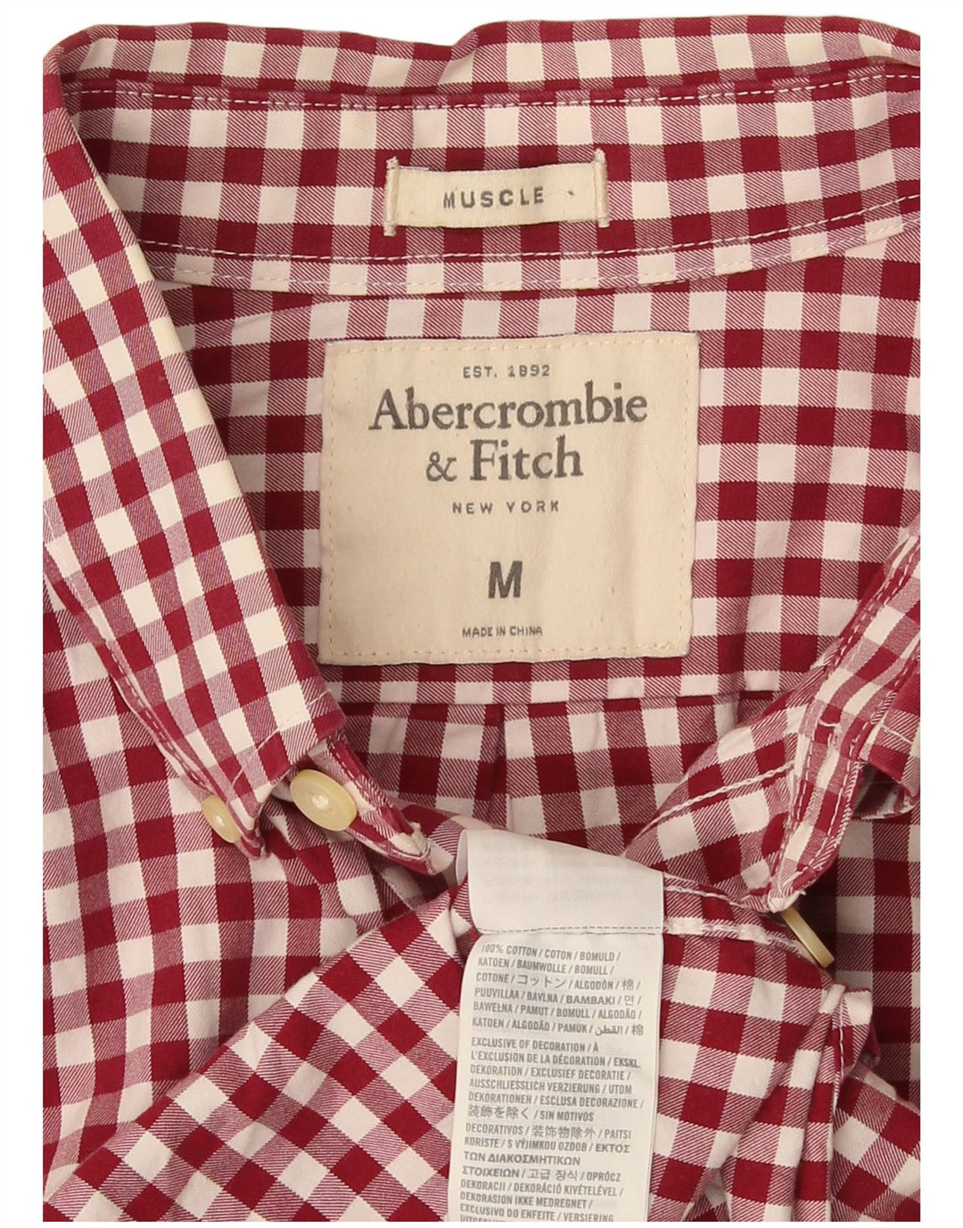 Abercrombie & Fitch Herre Ternet Muscle Fit skjorte Medium Rød Gingham