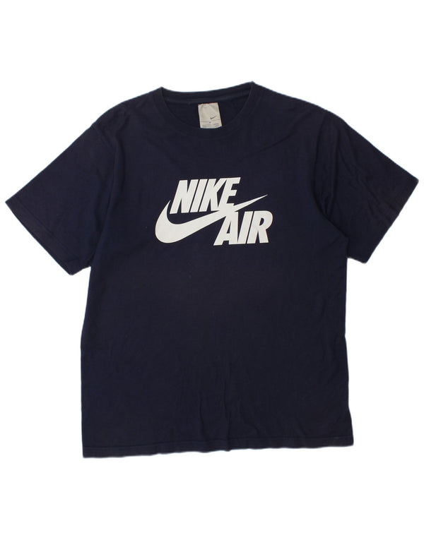 Nike grafisk T-shirt top til mænd UK 39/41 Medium marineblå bomuld