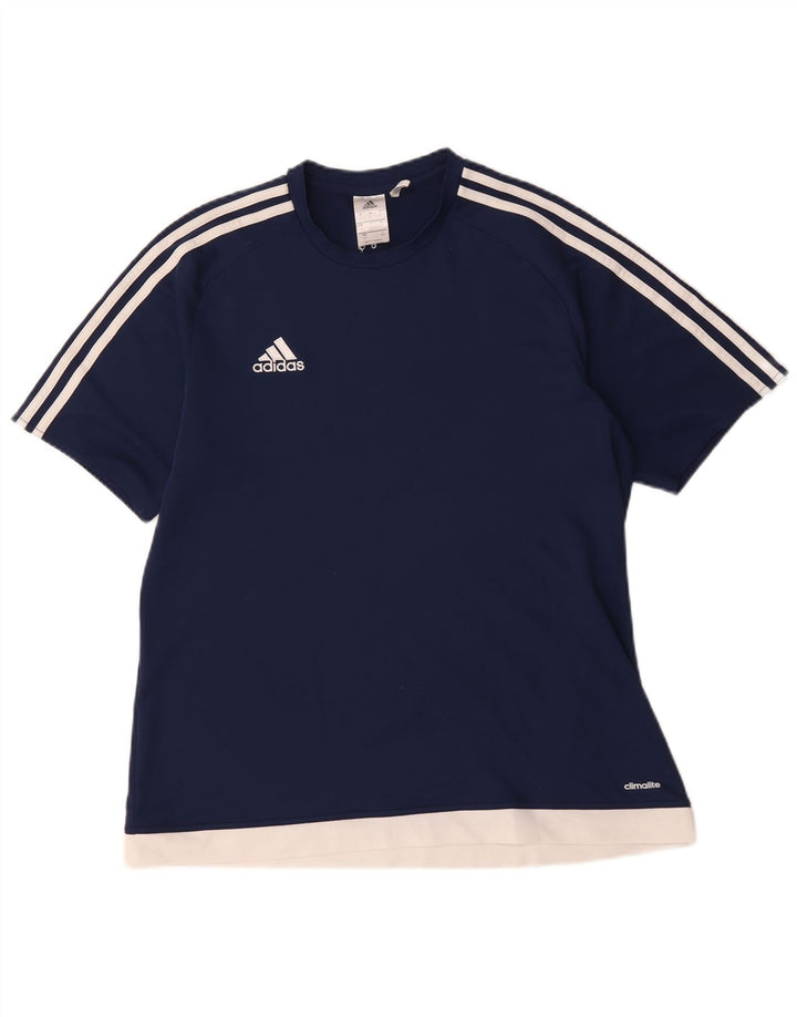 Adidas Herre Climalite T-Shirt Top Stor Marineblå Colourblock Polyester
