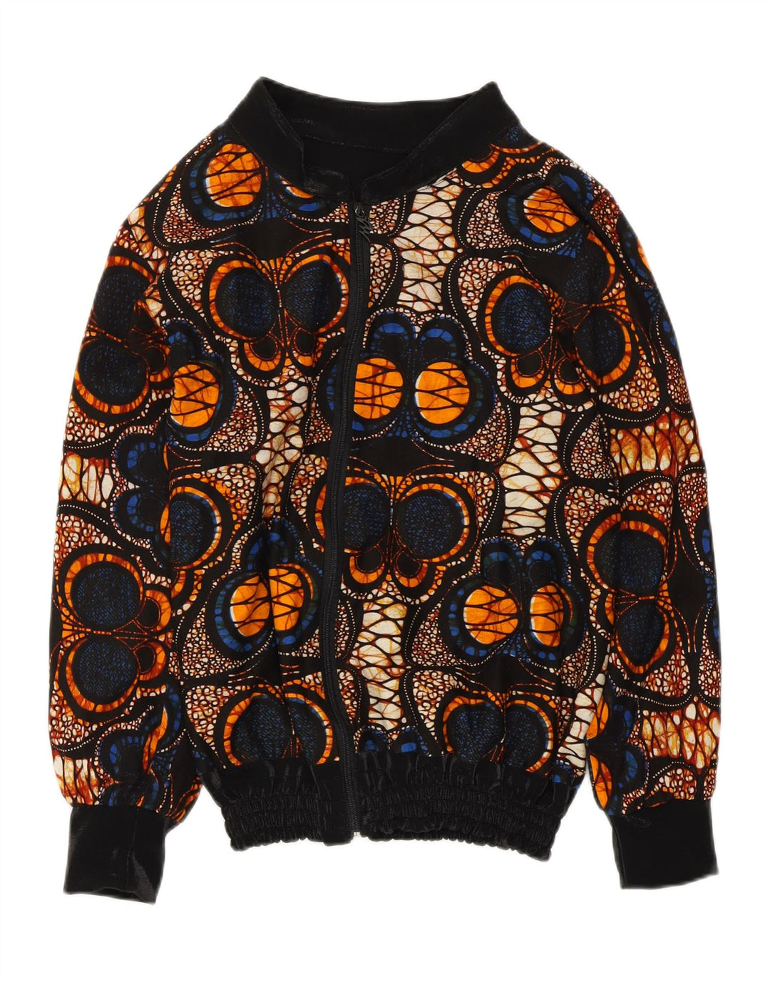 VINTAGE Kvinders abstrakt mønster bomberjakke UK 14 Medium Flerfarvet