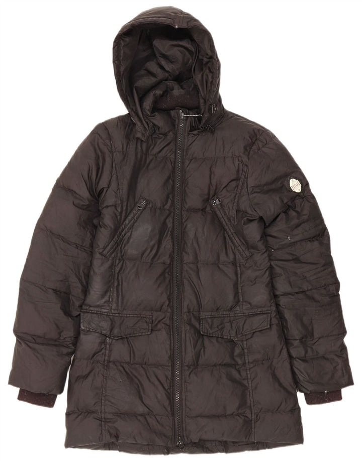 Replay Dame Hooded Padded Coat UK 14 Large Black Polyester