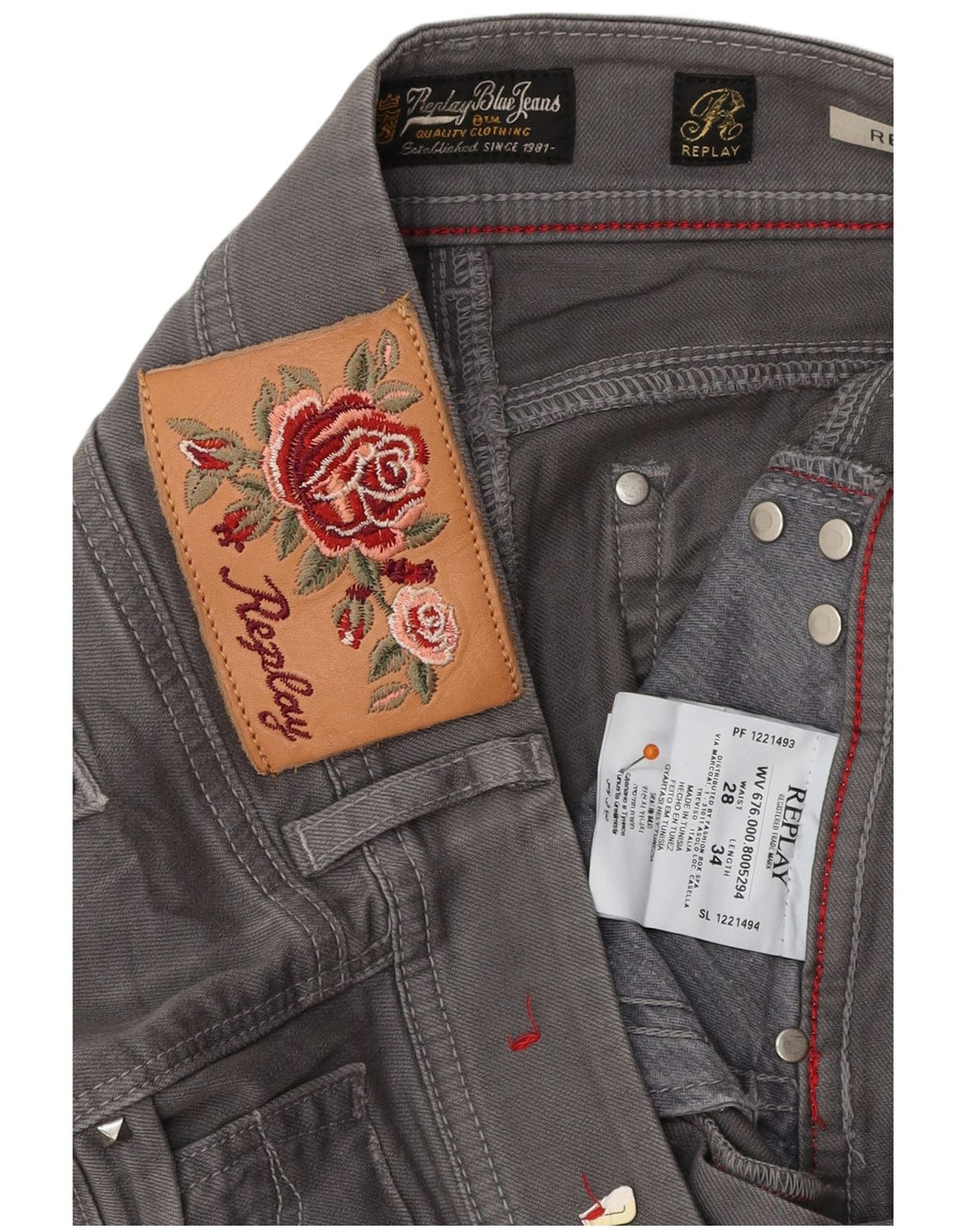 REPLAY Dame Rearmy Bootcut Jeans W28 L32 Grå Bomuld