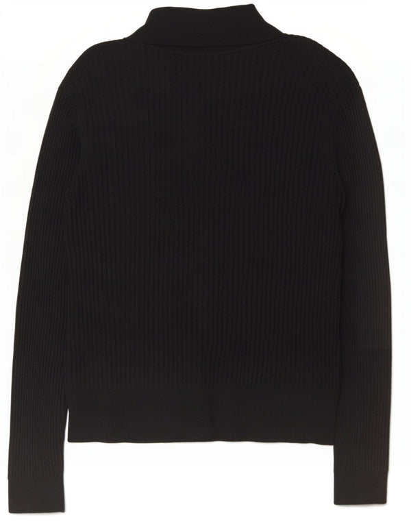 Zara langærmet poloskjorte til kvinder UK 14 Medium Black Viscose