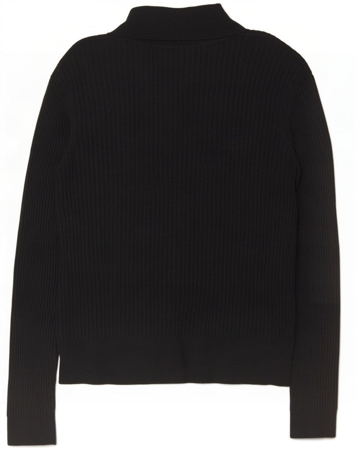Zara langærmet poloskjorte til kvinder UK 14 Medium Black Viscose
