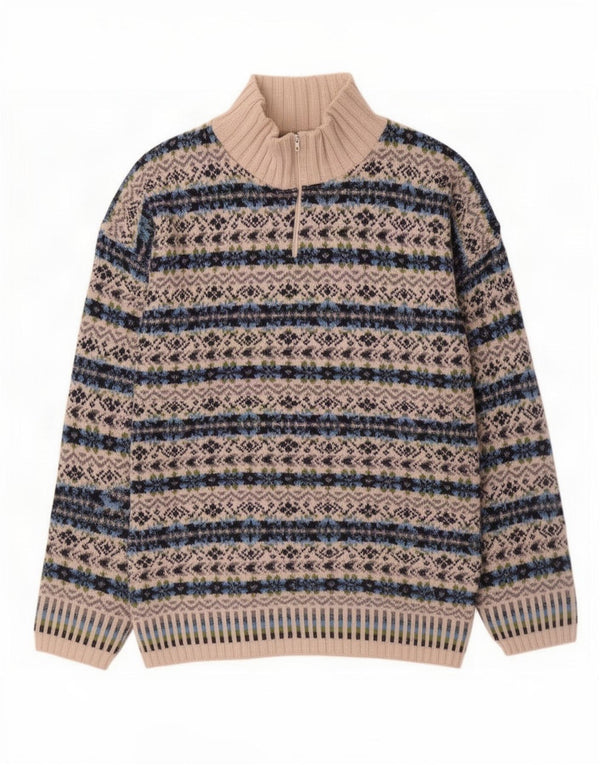 Gina Benotti Herre Zip Neck Jumper Sweater 2XL Flerfarvet Fair Isle