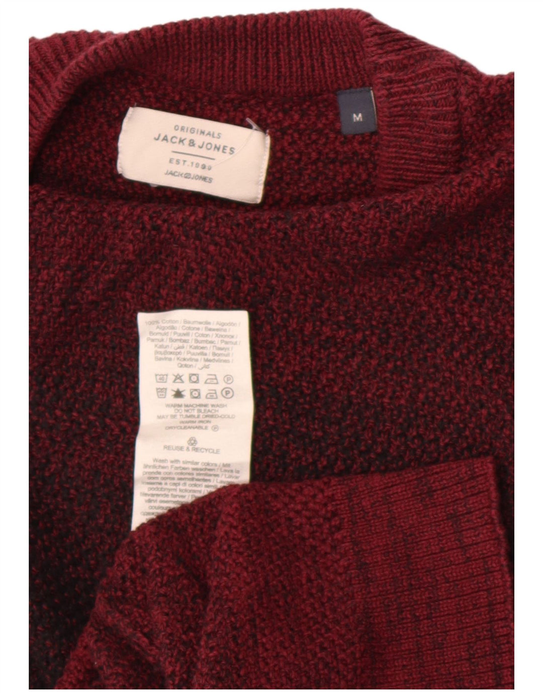 Jack & Jones Herre sweater med rund hals, medium rødbrun Colourblock Bomuld